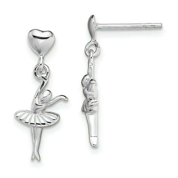 Primal Silver Sterling Silver Rhodium-plated Ballerina Dangle Post Earrings