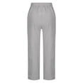 thumbnail image 6 of IDALL Linen Pants Women Petite Pants Cotton Linen Straight Leg Pants For Women Boho Summer Casual Loose Plus Size High Waist Trousers Beach Outfits Baleaf Pants Women Summer Pants Gray 1 2XL, 6 of 7