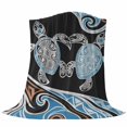 thumbnail image 6 of Polynesia Texture Blanket Soft Cozy Warm Twin Blanket for Bed, Plush Fuzzy Flannel Fleece Blankets for Sofa, Vintage Traditional Tribe Sea Turtle Abstract Throw Blankets for Couch Gifts, 60"x80", 6 of 9