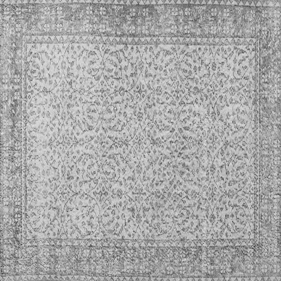 Ahgly Company Indoor Square Persian Gray Traditional Area Rugs, 5' Square