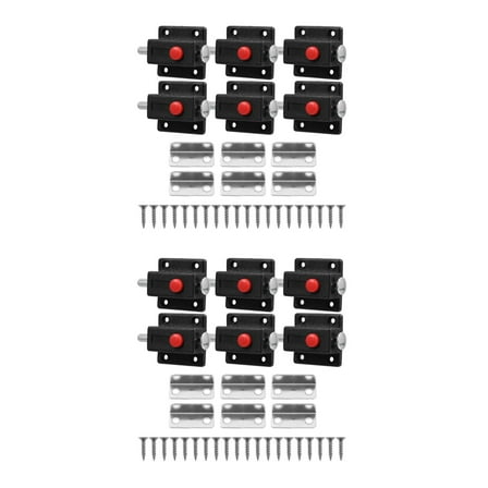Hemoton 12-Piece Push to Open Cabinet Door Latch Set, Spring Loaded Bolt with Switch Button, Furniture Hardware Accessories