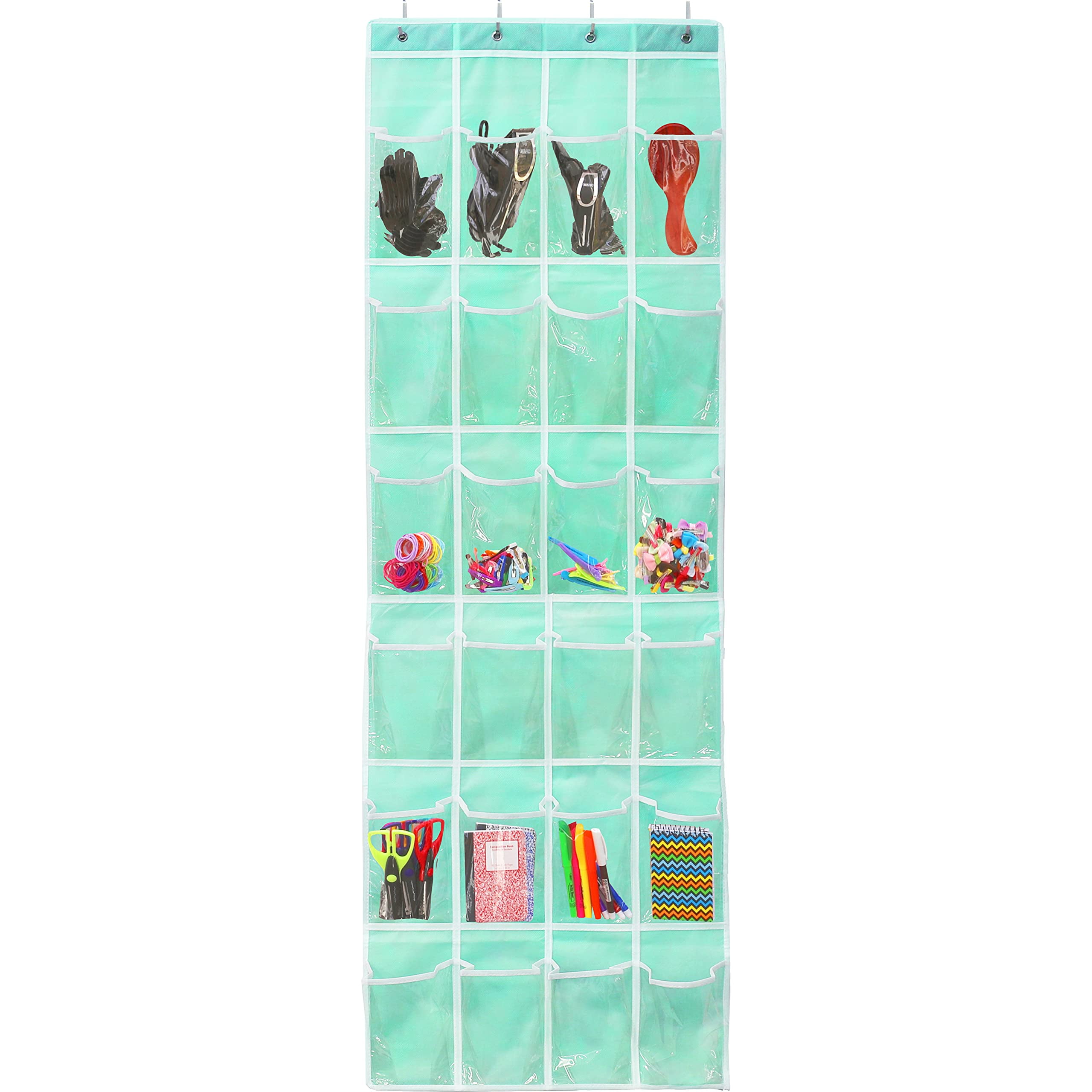  24 Pockets - SimpleHouseware Crystal Clear Over The Door  Hanging Shoe Organizer, Gray (64'' x 19'') : Home & Kitchen