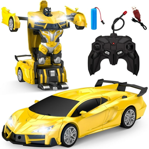 Transformable Robot Car Toy - 2-in-1 Remote Control Electric Racing Vehicle with Realistic Sounds, 360° Drift, USB Rechargeable, Perfect for Birthdays, Christmas, Halloween Gifts, Toy Cars