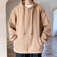 thumbnail image 6 of FRSASU Mens retro solid color patterned Zip Up Hoodie Vintage Oversized Casual Fall Jacket Hooded Sweatshirts with Pockets Streetwear Coffee, 6 of 7