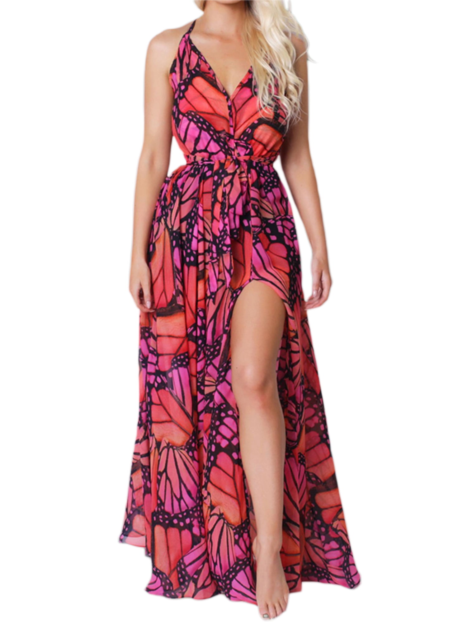 Boiiwant Halter Maxi Dress for Women 