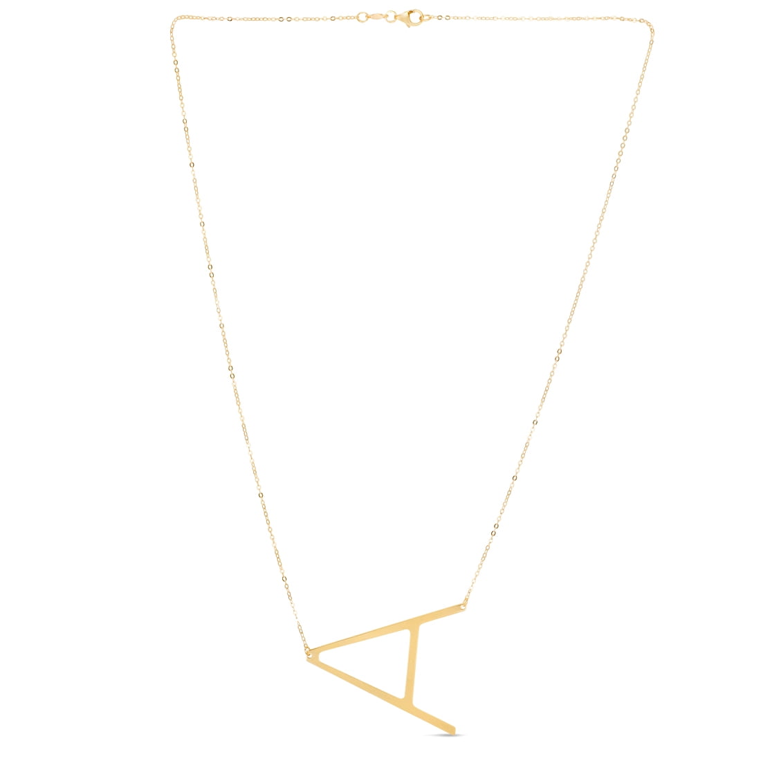 14k Yellow Gold Polished Letter Name Personalized Monogram Initial-a Necklace With Lobster Clasp 18 Inch Pendant Necklac