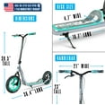 thumbnail image 3 of Large Kick Scooter for Adults & Teens – 12" Air-Filled Tires, Wide Deck, Handbrake, Kickstand – Madd Gear Urban Glide - Grey / Teal, 3 of 10