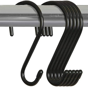 Smart Design Premium S Hooks with Rubber Gripped Finish Set of 6 - Steel Metal Frame - Rust Resistant Finish - Hanging Kitchen, Closet, and Storage Items - Home - 3.125 x 5.75 Inch - Black
