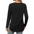 thumbnail image 4 of Camisa de Larga con Cuello Redondo para Mujer, Básica, Holgada, Informal Negro S, 4 of 5