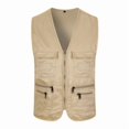 thumbnail image 2 of Mens Multi Pocket Casual Utility Cargo Vest Waistcoat Fishing Travelling Hiking Khaki CoatXL, 2 of 2