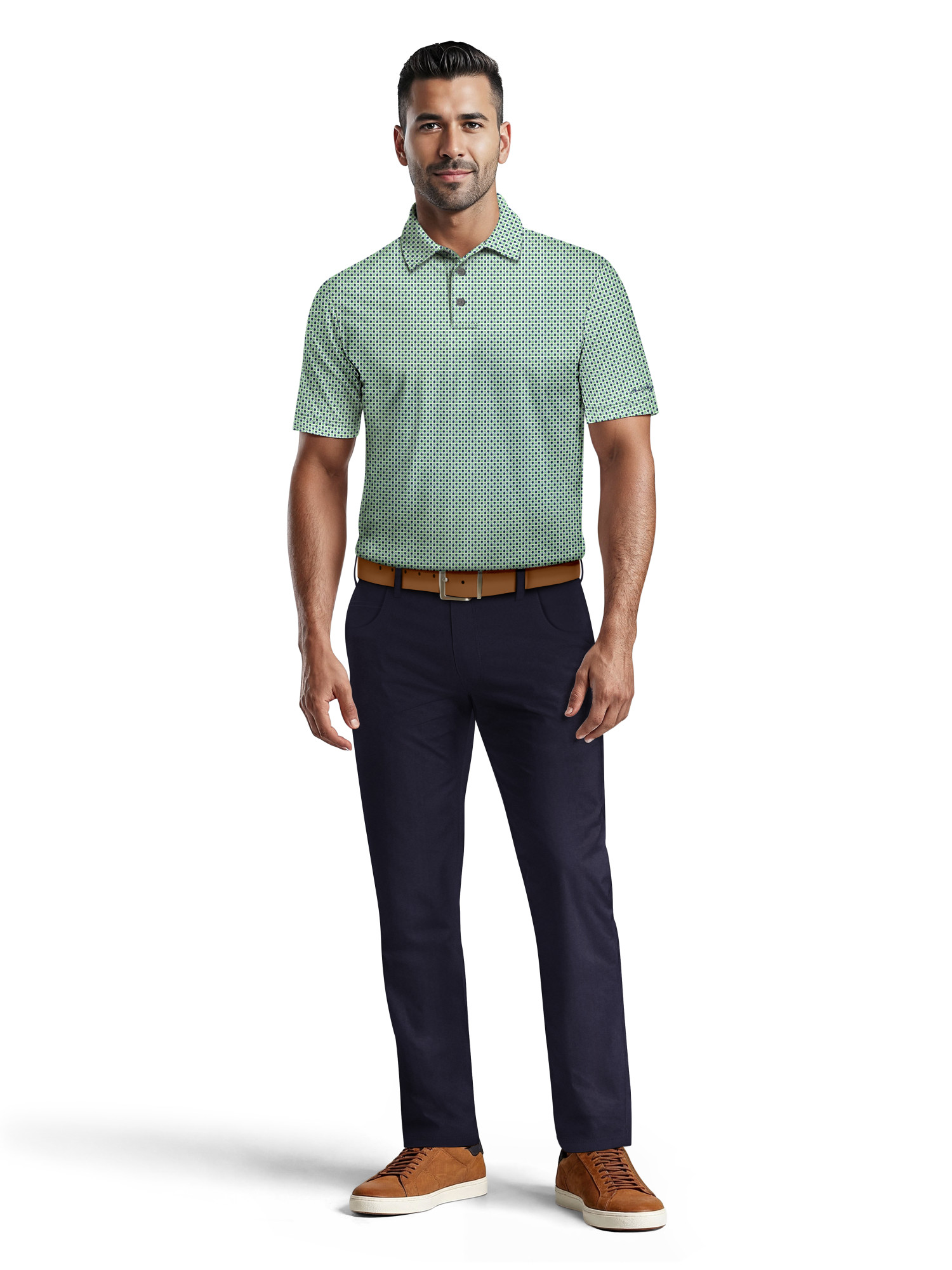 Ben Hogan Men's & Big Men's Performance Three-Color Golf Geo Short Sleeve Polo Shirt, up to 5XL