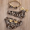 thumbnail image 3 of Baby Girls Bathing Swimsuit Leopard One Shoulder Vest Panties Bowknot Bikini Set, 3 of 6