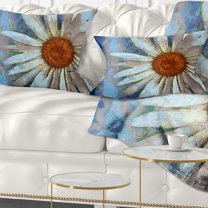 Designart Hand drawn White Chamomile Flower - Flower Throw Pillow - 12x20