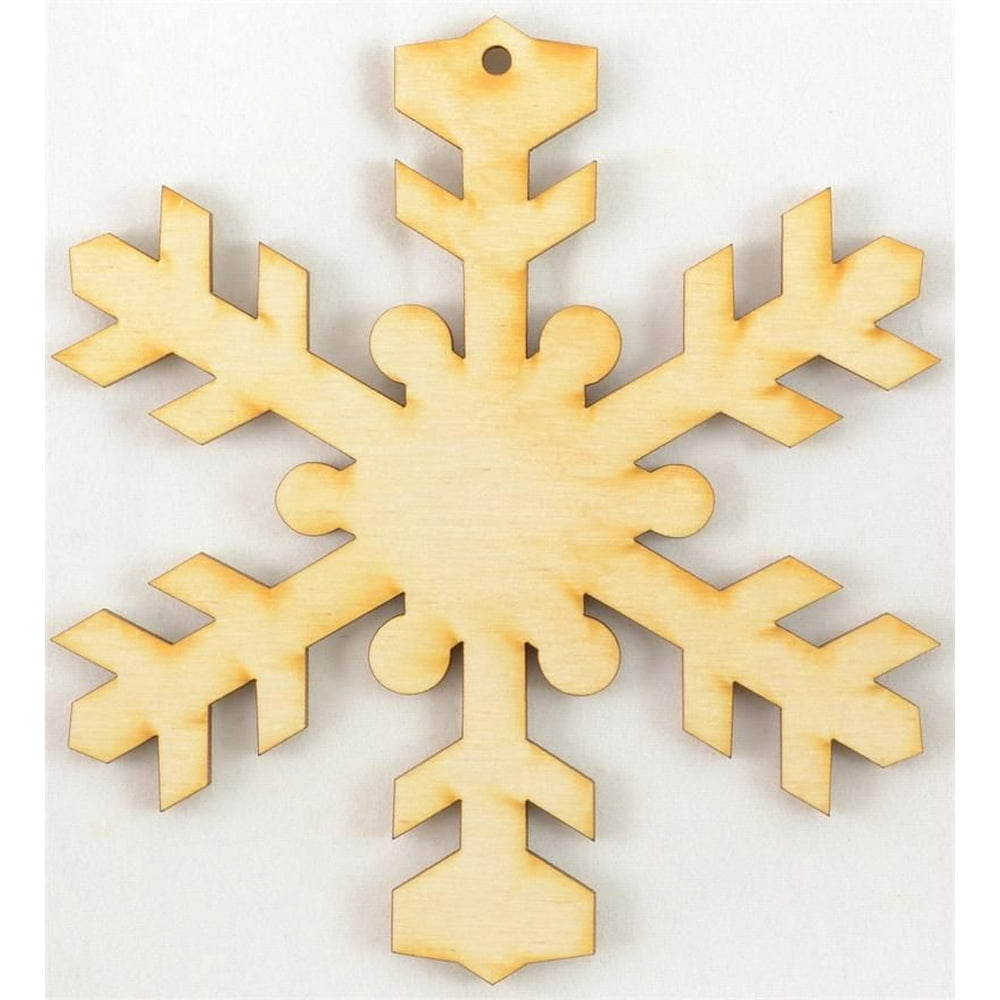 Package Of 10, Wood Snowflake 4 Ornament 3.75 " X 4 " Fun & Easy To Decorate