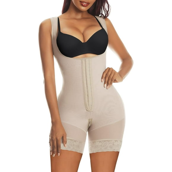 RX Shapewear pour les Femmes Ventre Contrôle Fajas Colombinas Body Shaper Butt Lifter Cuisse Slimmer Short Beige (Crochet avant) Large