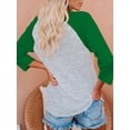 thumbnail image 4 of Qarigey Camiseta de manga 3/4 para mujer, blusas de verano con estampado gráfico de letras informales, atuendos superiores para niñas, negro, S Prendas para la parte del cuerpo Verde S, 4 of 6