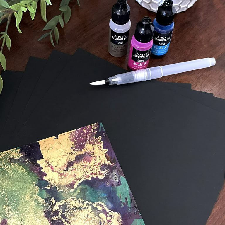 Black Alcohol Ink Paper 25 Sheets Heavy Black Art Paper for Alcohol Ink &  Black Watercolor Paper, Synthetic Paper 5x7 Inches 127x178mm, 200gsm
