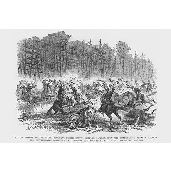 Cavalry Engagement with JEB Stuart-Fine Art Canvas Print (20" x 30")