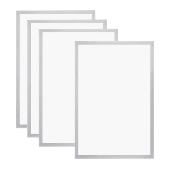 Unique Bargains A3 Magnetic Sign Holder, 4 Pack Magnetic Display Frame Self-Adhesive Picture Frame for Refrigerator, Silvery