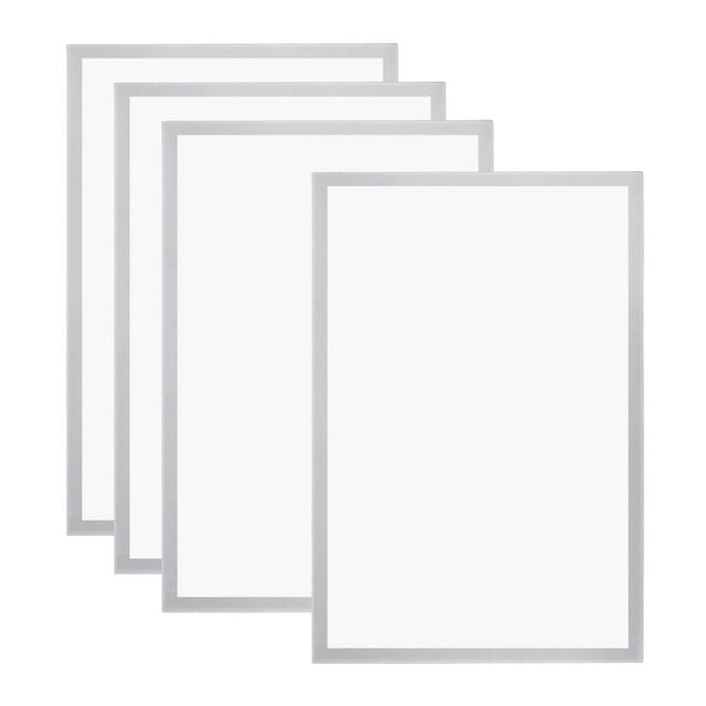 Unique Bargains A3 Magnetic Sign Holder, 4 Pack Magnetic Display Frame Self-Adhesive Picture Frame for Refrigerator, Silvery