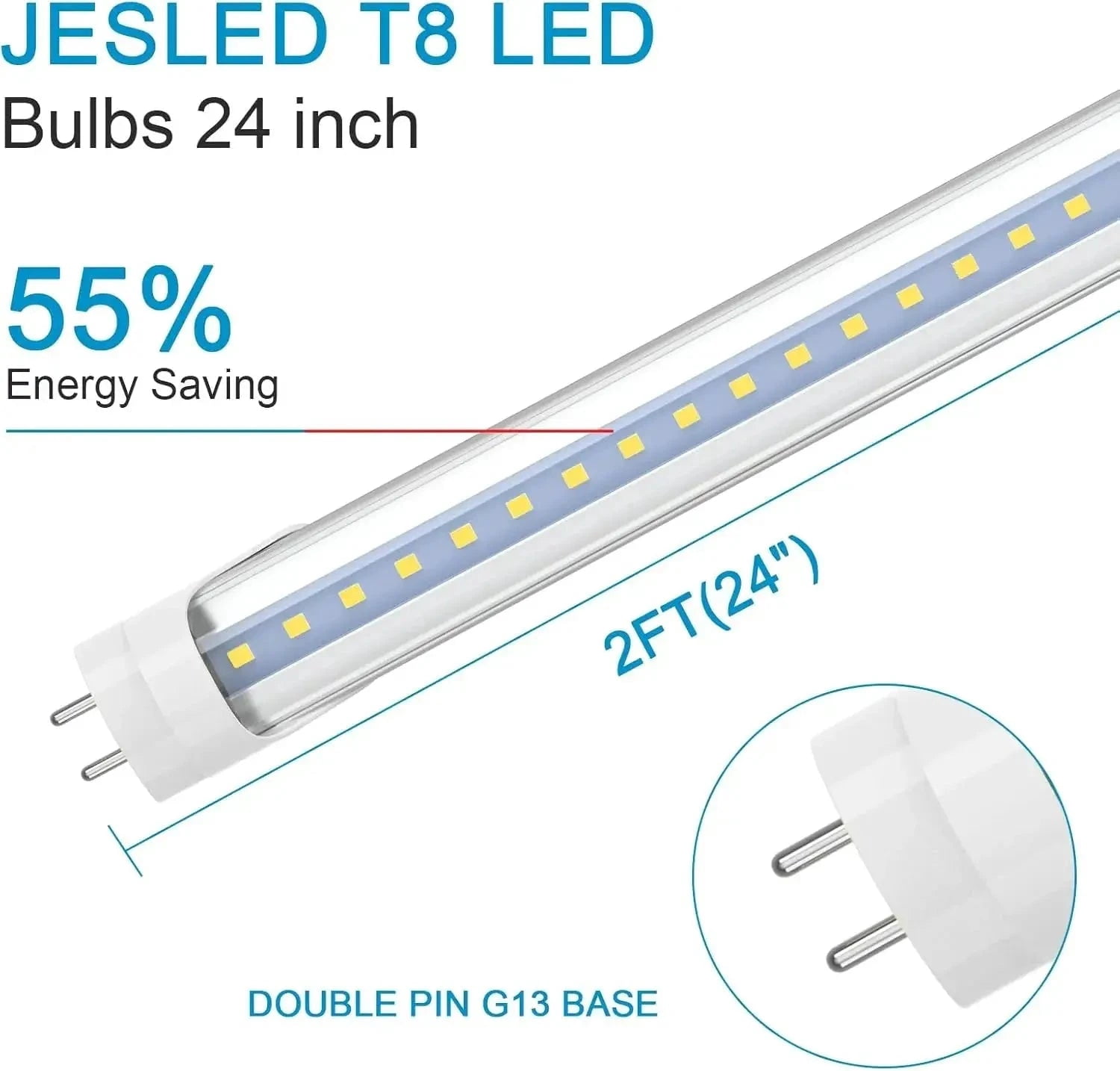 CNSUNWAY LIGHTING T8 LED Bulbs 2FT 9W Clear Cover 6000K Cool White , 4 Pack