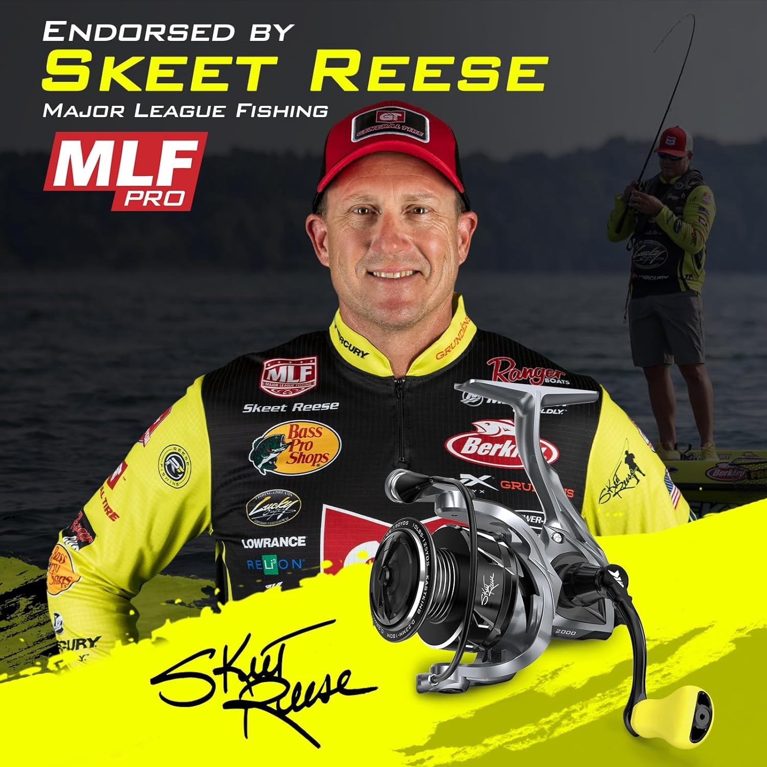 KastKing Skeet Reese Icon Spinning Reel, Carbon Rotor with Aluminum Body Fishing Reel, 6.2:1 Gear Ratio, 10 + 1 Stainless Steel Ball Bearings,17.6 Lbs Max Drag, TPE Handle Knobs