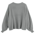 thumbnail image 3 of ZAFUL Women Casual Loose Badge Patched Oversized Pullover Sweater Gray One Size, 3 of 5