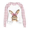 thumbnail image 4 of Goodeals Easter Sweatshirt for Women Cute Bow Bunny Printed Shirts Casual Crewneck Sweatshirt Loose Tops Swiss Dot Long Sleeve Fashion Pullover Outfits(Purple,L), 4 of 4