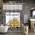 thumbnail image 2 of No Hook Shower Curtain with Snap in Liner, Farmhouse Truck Lemon Bee Waterproof Fabric Bathroom Curtain Mesh Top Window, Summer Yellow Fruit Black White Line Shower Curtains 60x72in, 2 of 9