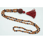 Mogul Meditation mala Beads Necklace Garnet Rudraksha Healing JapaMala