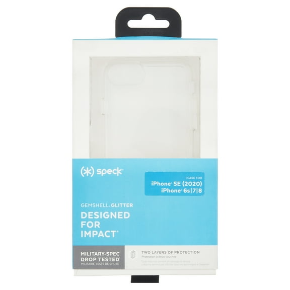 Speck iPhone 6, 7 & 8 Case, GemShell Glitter - Clear with Gold Glitter/Clear