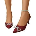 thumbnail image 5 of Women's Stiletto Heels Pointed Toe Ankle Strap High Heeled Sandals 3 Inch Comfort Dressy Shoes Wine 8.5, 5 of 7