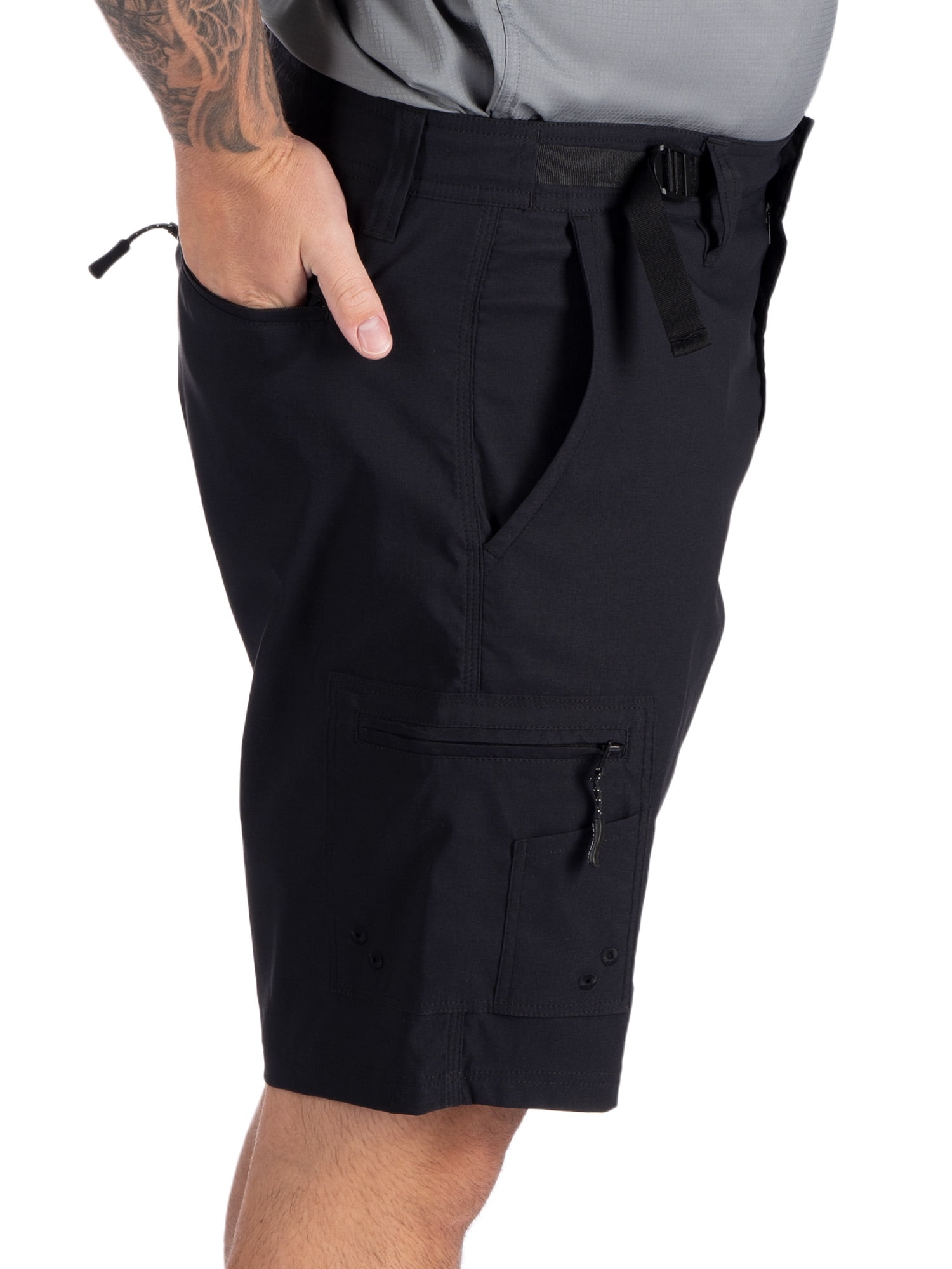 Realtree Men's Hybrid Fishing Shorts, Athletic Performance Short Pants in Black, Sizes S-3XL