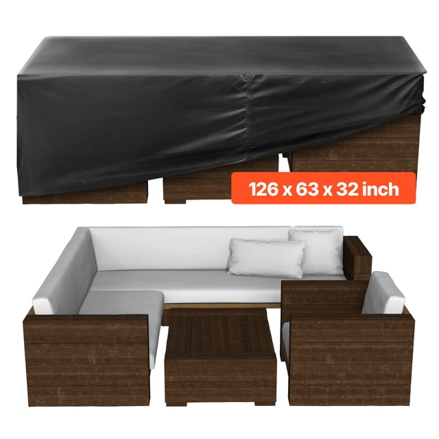 VEVOR Housse de Mobilier de Patio Extérieur 420D Imperméable Table Chaises Canapé 126"x63 Pouces
