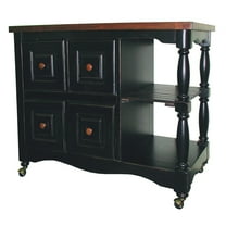 Sunset Trading Regal Farmhouse Wood Kitchen Cart in Antique Black/Cherry