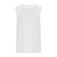 thumbnail image 5 of KHONTS Linen Plus Size Tank Tops for Women Crewneck Pleated Front Sleeveless Summer Holiday Shirts White XL, 5 of 5