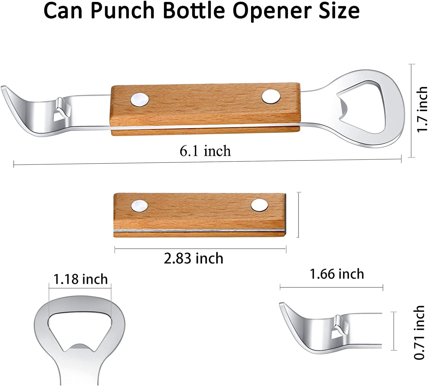 FRKSMD-Can Punch Bottle Opener, Manual Stainless Steel Can Opener 3 Pack