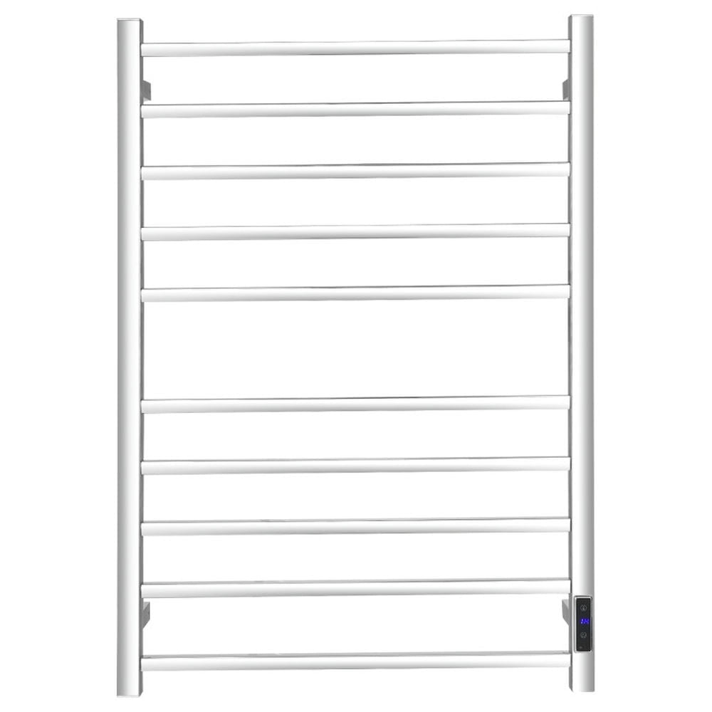 Demi Bonn Wall Mounted Towel Rack, Electric Heated Towel Rack, 10 Bar Towel Warmer Wall Mounted Electric Heated Towel Rack with Built-in Timer, for Bathroom, laundry Room, Silver