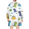 thumbnail image 2 of Wearable Oversized Blanket,White Dinosaurs Clouds Leaves Pattern Wearable Blanket Hoodie for Adults,Cozy Hooded Blankets with Super Pockets,Super Warm Fuzzy Pullover for Women & Men, 2 of 6