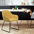 thumbnail image 4 of Mid Century Modern Accent Armrest Side Fabric Chair with Metal Leg, Home Dining Room Chair Upholstery Cover for Kitchen - Yellow, 4 of 8