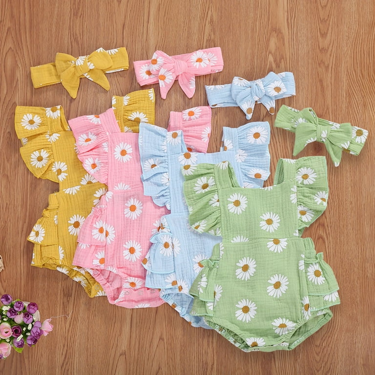 Jkerther Newborn Baby Girl Clothes Ruffle Backless Floral Print