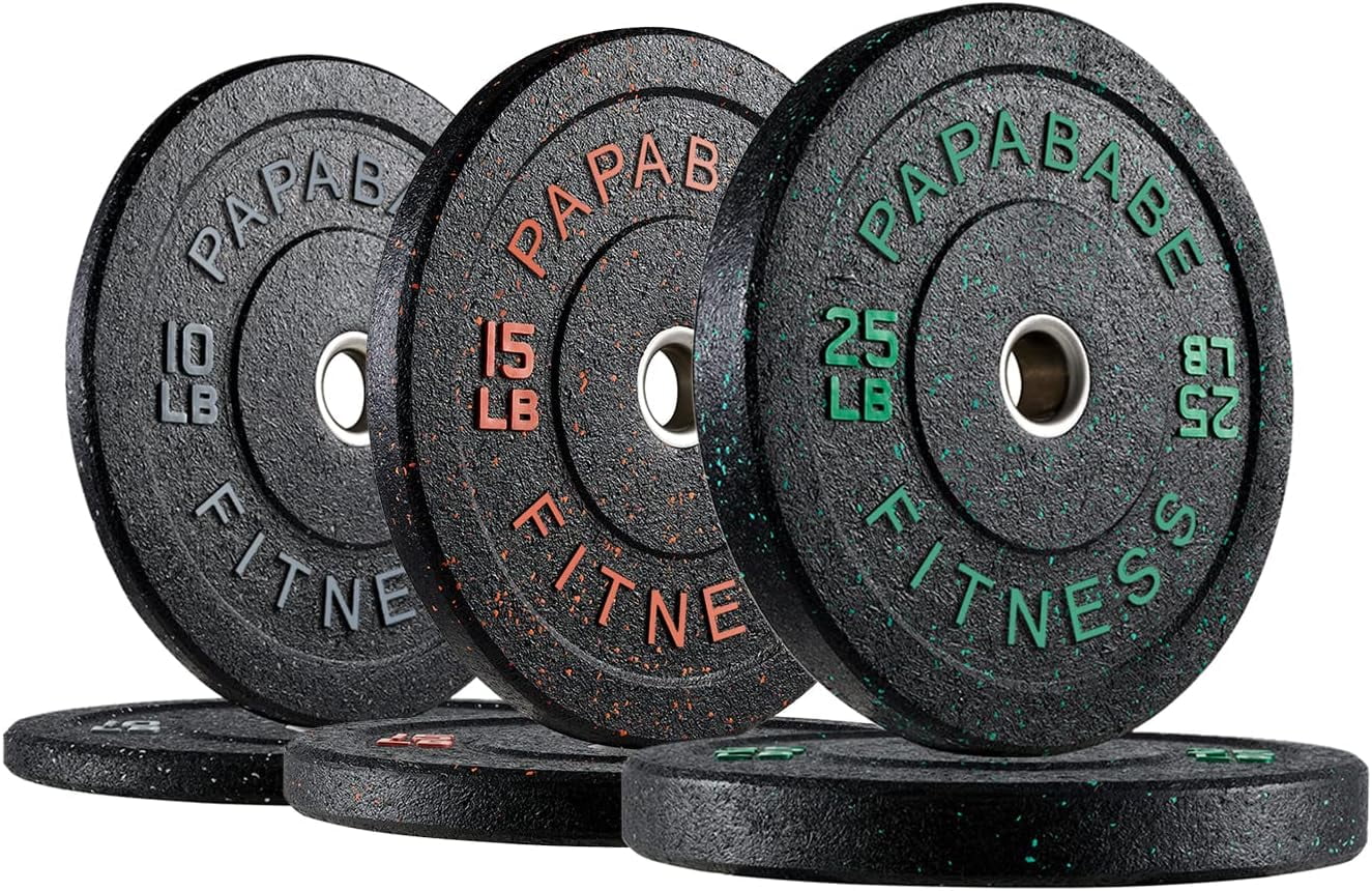 papababe Bumper Plates, HighBounce Olympic Weight Plates with Colored FleckRubber Weights