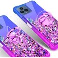 thumbnail image 4 of Compatible for T-Mobile REVVL 6 5G Case Ring Kickstand Liquid Quicksand Glitter Case Clear Bling Diamond Shock Protective Cover for Girls Women -Purple/Blue, 4 of 5
