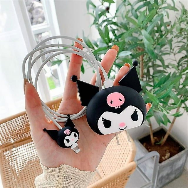 For Apple 20W USB-C Power Adapter Charger 3D Cute Cartoon Designs Protective Case,Cute Cartoon Lightning Cable Protector Cover for iPhone Charger (Kur
