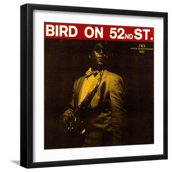 Art.com Charlie Parker - Bird on 52nd Street Art Print, Black Frame Wall Art, 21" x 21"