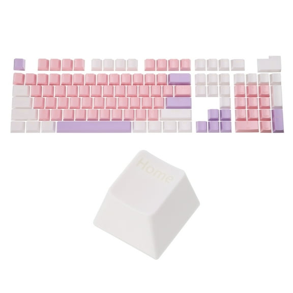 104 Keys Pudding Keycaps Set OEM Profile ABS for Mechanical Keyboard Layout, Pink & White