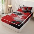 thumbnail image 2 of Erosebridal Contemporary Edgy Zipper Full Size Comforter Sets with Fitted Sheet and 2 Pillowcases,Paint Smear Pattern Zipper Bedding Set,Red Black Grey,Black Reversible, 2 of 6