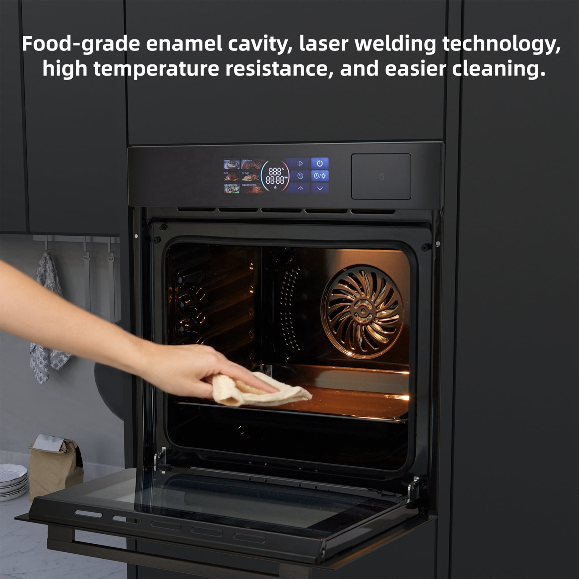 Aoile Single Wall Oven 24" with 2.5 Cu.Ft. Capacity, 3000W Built-in Electric Oven with 4 Cooking Functions & 108 Automatic Recipes