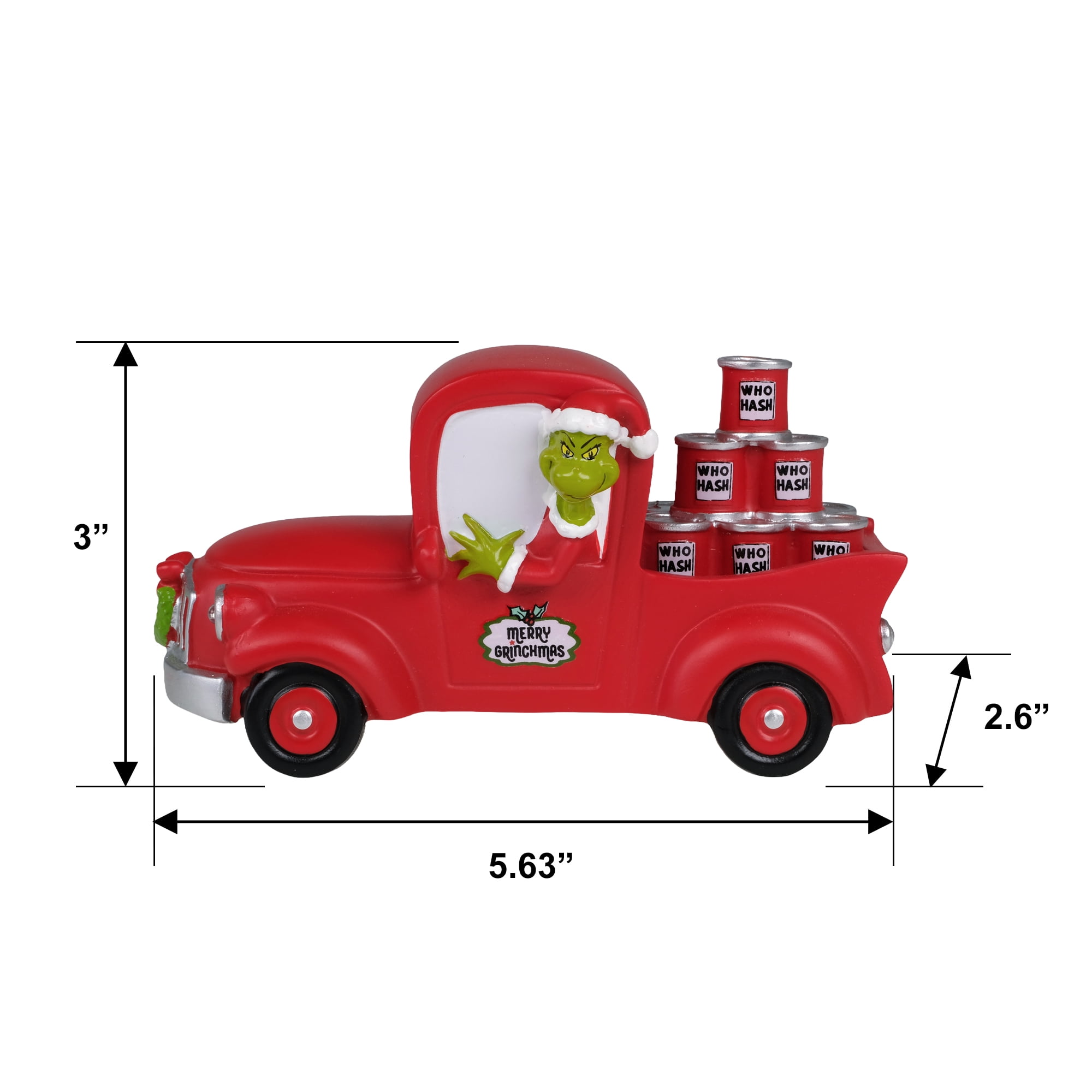 Dr. Seuss The Grinch Red Christmas Truck Tabletop Figurine with Merry Grinchmas Sign