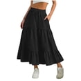 thumbnail image 4 of Women Fashion Loose Casual Comfy Solid A-Line Long Skirts Elastic Waist, 4 of 7
